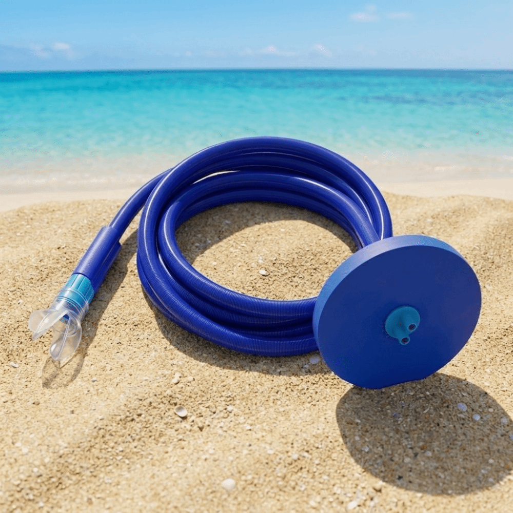 Snorkeling Gear - หน้ากากดำน้ำแบบแห้งสองท่อ ความยาว 1.5/3/4.5 เมตร พร้อมท่อหายใจซิลิโคน อุปกรณ์ดำน้ำแบบพกพาสำหรับมืออาชีพ