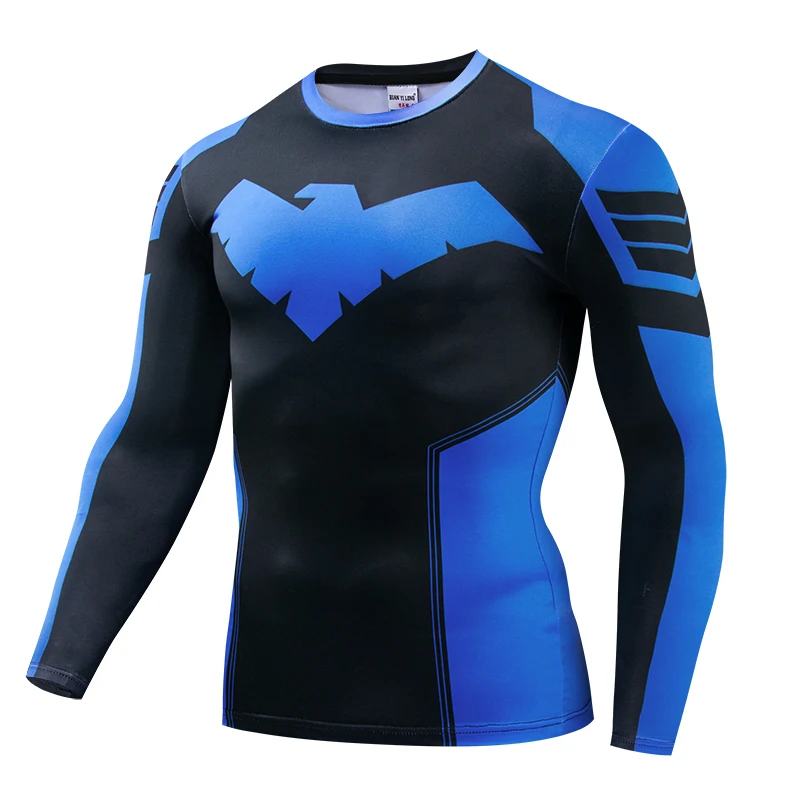 Rash Guard - เสื้อยืดรัดกล้ามเนื้อ ชุดกีฬา เสื้อรัดกล้ามเนื้อสำหรับยิม เสื้อสำหรับฝึกซ้อมมวย เสื้อกีฬา เสื้อยืดผู้ชายลาย