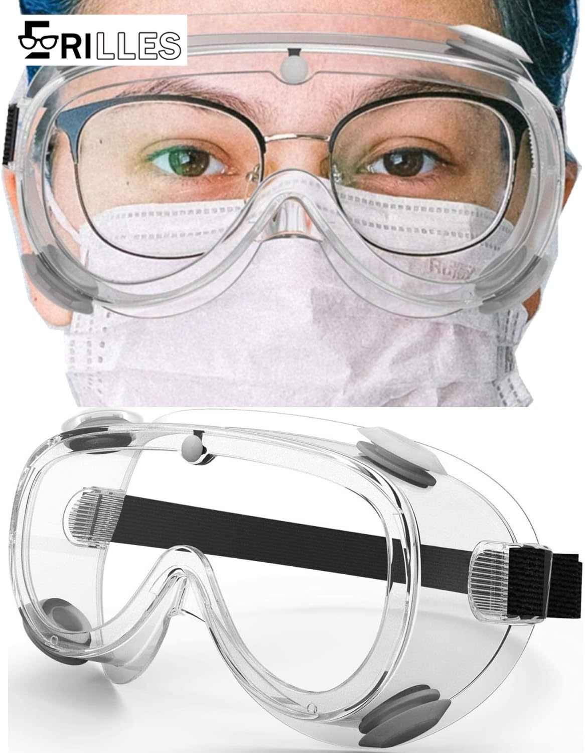 Goggles Swim - แว่นตานิรภัยสำหรับกีฬาทางน้ำ ป้องกันฝ้าและรังสียูวี เลนส์ใส สำหรับพายเรือราฟท์ติ้ง พายเรือคายัค ว่ายน้ำ